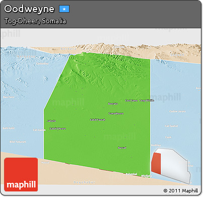 Political Panoramic Map of Oodweyne, lighten