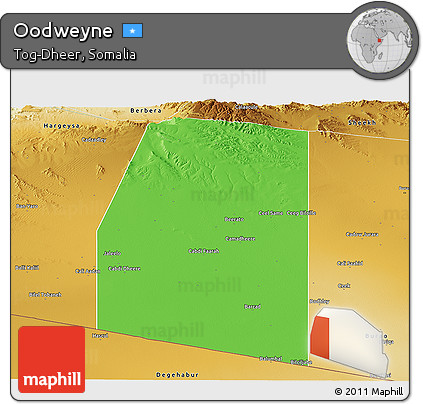 Political Panoramic Map of Oodweyne, physical outside