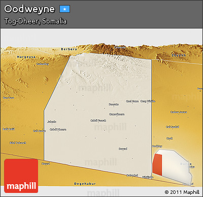 Shaded Relief Panoramic Map of Oodweyne, physical outside