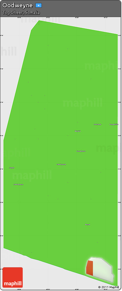 Political Simple Map of Oodweyne, single color outside