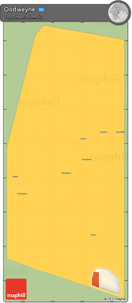 Savanna Style Simple Map of Oodweyne, single color outside