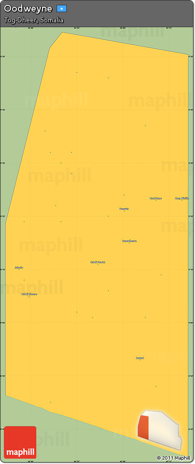 Savanna Style Simple Map of Oodweyne, single color outside