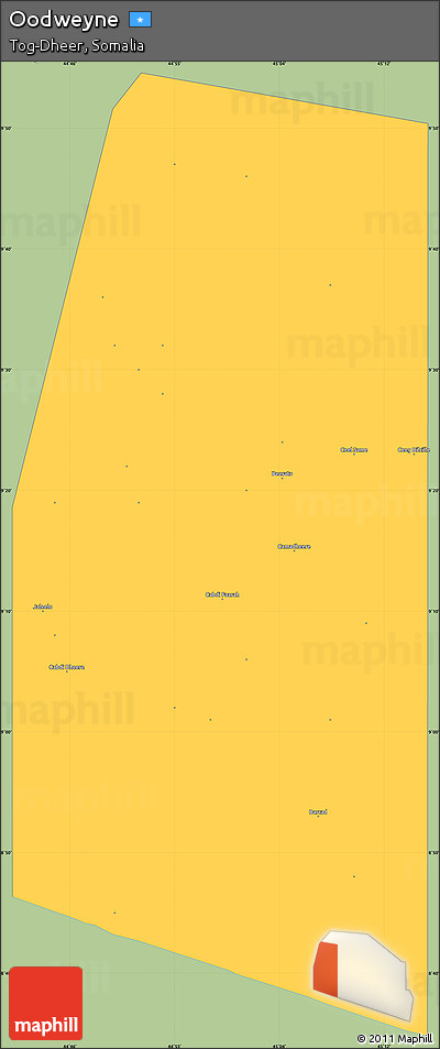 Savanna Style Simple Map of Oodweyne, single color outside
