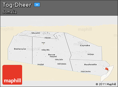 Classic Style Panoramic Map of Tog-Dheer, single color outside