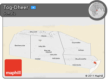 Classic Style Panoramic Map of Tog-Dheer, single color outside