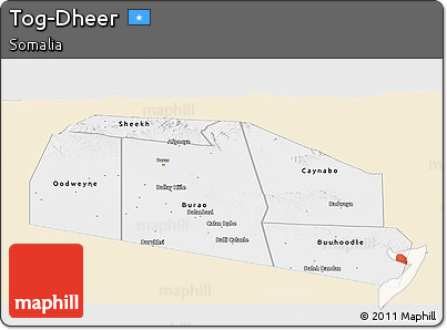 Classic Style Panoramic Map of Tog-Dheer, single color outside