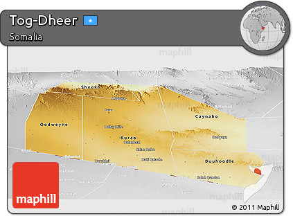 Physical Panoramic Map of Tog-Dheer, lighten, desaturated