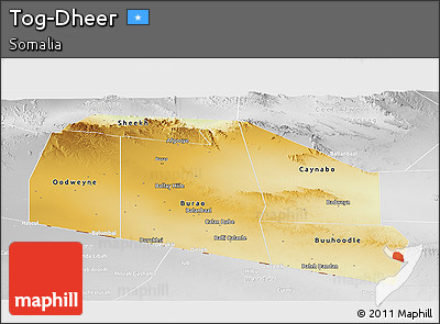 Physical Panoramic Map of Tog-Dheer, lighten, desaturated