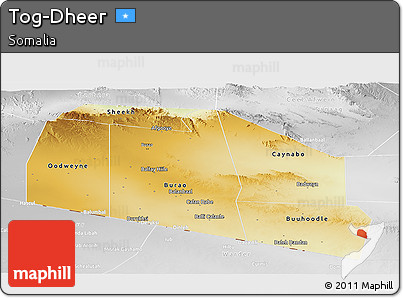 Physical Panoramic Map of Tog-Dheer, lighten, desaturated