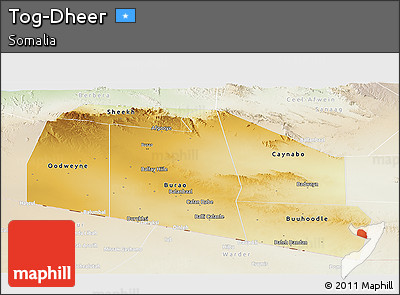 Physical Panoramic Map of Tog-Dheer, lighten