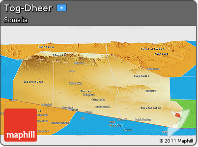 Physical Panoramic Map of Tog-Dheer, political outside