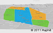 Political Panoramic Map of Tog-Dheer, lighten, desaturated