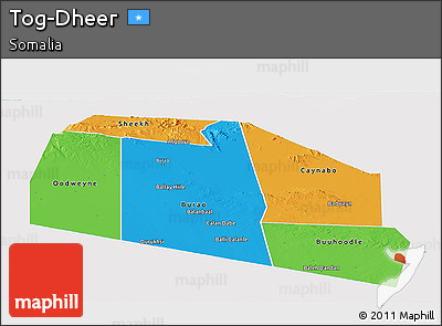Political Panoramic Map of Tog-Dheer, single color outside