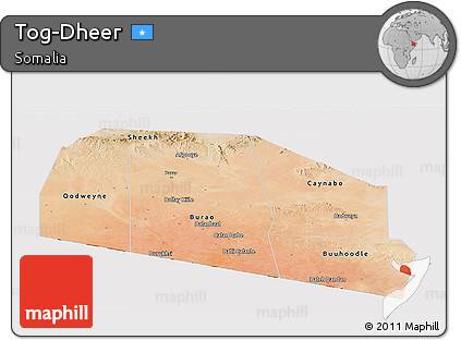 Satellite Panoramic Map of Tog-Dheer, cropped outside
