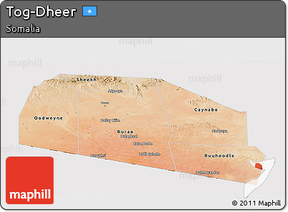 Satellite Panoramic Map of Tog-Dheer, cropped outside