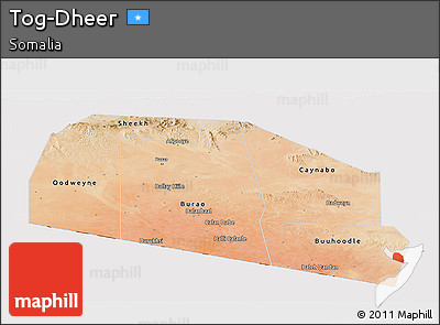 Satellite Panoramic Map of Tog-Dheer, cropped outside