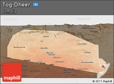 Satellite Panoramic Map of Tog-Dheer, darken