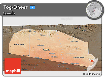 Satellite Panoramic Map of Tog-Dheer, darken