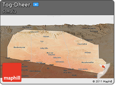 Satellite Panoramic Map of Tog-Dheer, darken