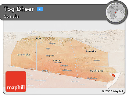 Satellite Panoramic Map of Tog-Dheer, lighten
