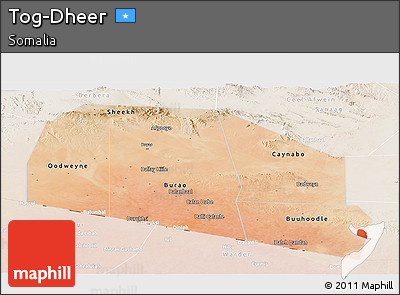 Satellite Panoramic Map of Tog-Dheer, lighten