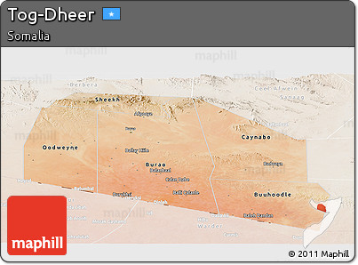 Satellite Panoramic Map of Tog-Dheer, lighten