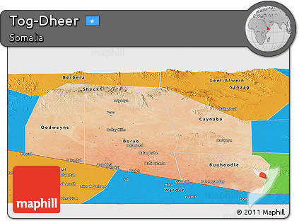 Satellite Panoramic Map of Tog-Dheer, political outside