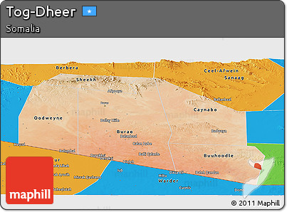 Satellite Panoramic Map of Tog-Dheer, political outside