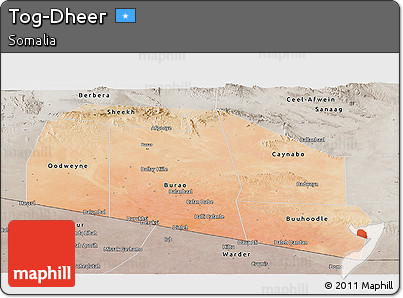 Satellite Panoramic Map of Tog-Dheer, semi-desaturated