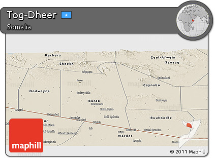 Shaded Relief Panoramic Map of Tog-Dheer