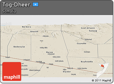 Shaded Relief Panoramic Map of Tog-Dheer