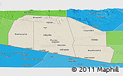 Shaded Relief Panoramic Map of Tog-Dheer, political shades outside