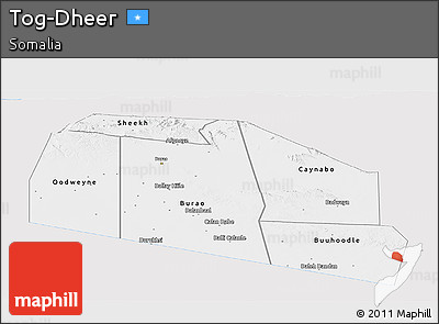 Silver Style Panoramic Map of Tog-Dheer, single color outside