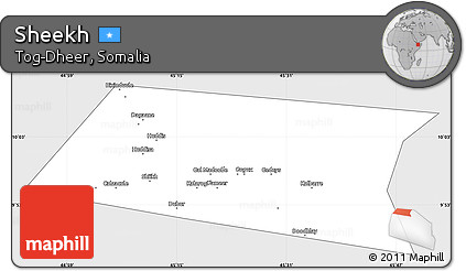 Silver Style Simple Map of Sheekh, single color outside