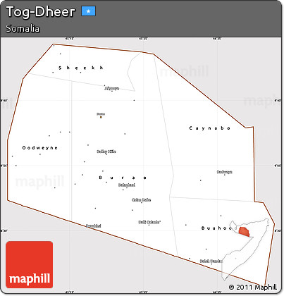 Classic Style Simple Map of Tog-Dheer, cropped outside