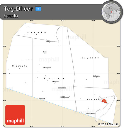 Classic Style Simple Map of Tog-Dheer, single color outside