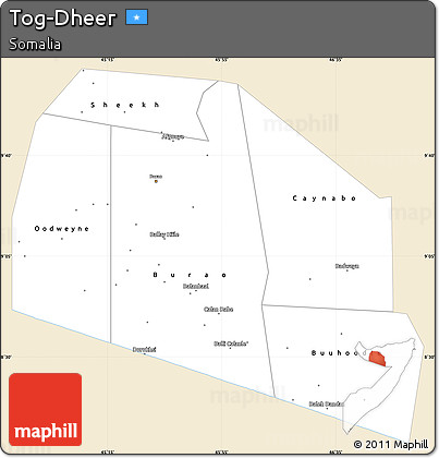 Classic Style Simple Map of Tog-Dheer, single color outside