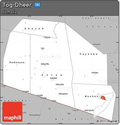 Gray Simple Map of Tog-Dheer