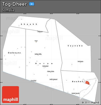 Gray Simple Map of Tog-Dheer, single color outside