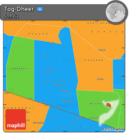 Political Simple Map of Tog-Dheer