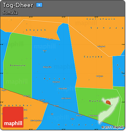 Political Simple Map of Tog-Dheer