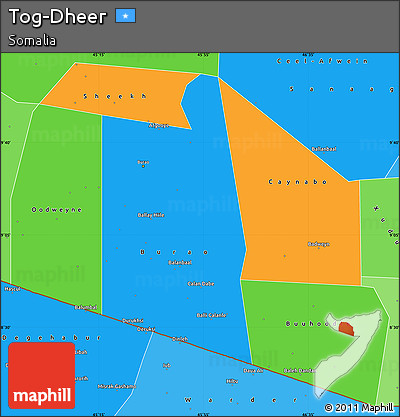 Political Simple Map of Tog-Dheer, political shades outside