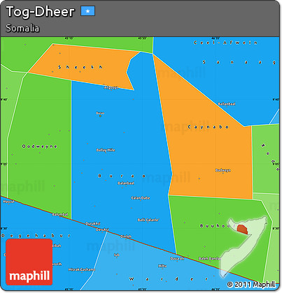 Political Simple Map of Tog-Dheer, political shades outside