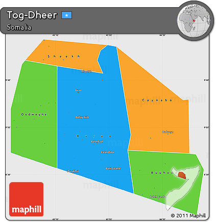 Political Simple Map of Tog-Dheer, single color outside