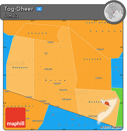 Political Shades Simple Map of Tog-Dheer, political outside