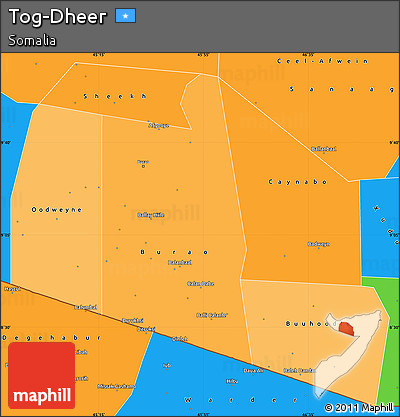 Political Shades Simple Map of Tog-Dheer, political outside