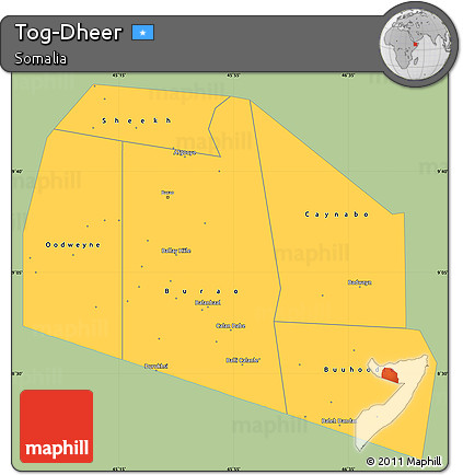 Savanna Style Simple Map of Tog-Dheer, single color outside