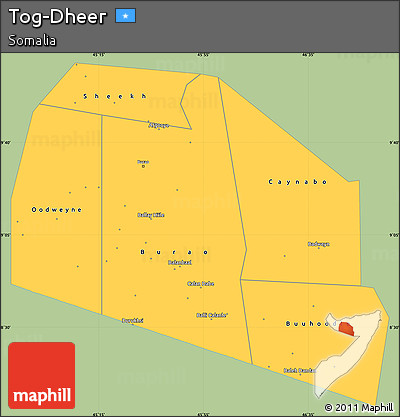 Savanna Style Simple Map of Tog-Dheer, single color outside