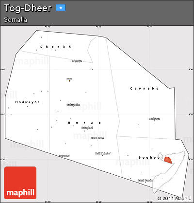 Silver Style Simple Map of Tog-Dheer, cropped outside