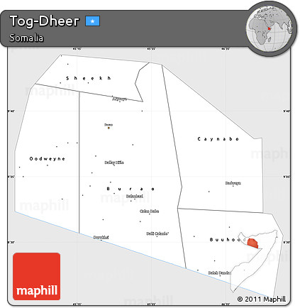 Silver Style Simple Map of Tog-Dheer, single color outside